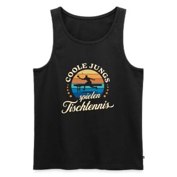 Coole Jungs spielen Tischtennis Retro Ping Pong - Männer Premium Bio Tank Top - Schwarz - Vorne - AI Model Male 178 light (178cm)