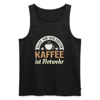 Everything before the first coffee is self-defense coffee - Men's Premium Organic Tank Top - black - Front - AI Model Male 178 light (178cm)