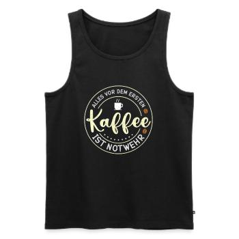 Everything before the first coffee is self-defense coffee - Men's Premium Organic Tank Top - black - Front - AI Model Male 178 light (178cm)