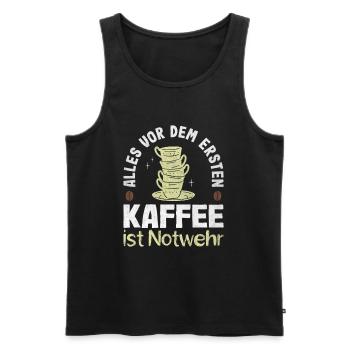 Everything before the first coffee is self-defense coffee - Men's Premium Organic Tank Top - black - Front - AI Model Male 178 light (178cm)