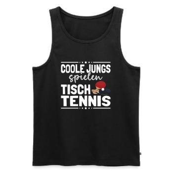 Coole Jungs spielen Tischtennis lustiges Ping Pong - Männer Premium Bio Tank Top - Schwarz - Vorne - AI Model Male 178 light (178cm)