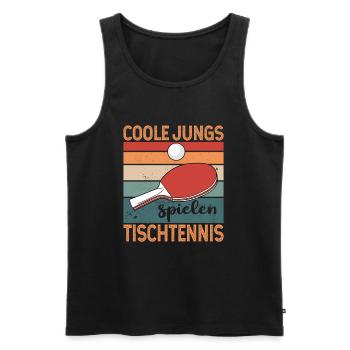 Coole Jungs spielen Tischtennis Retro Ping Pong - Männer Premium Bio Tank Top - Schwarz - Vorne - AI Model Male 178 light (178cm)