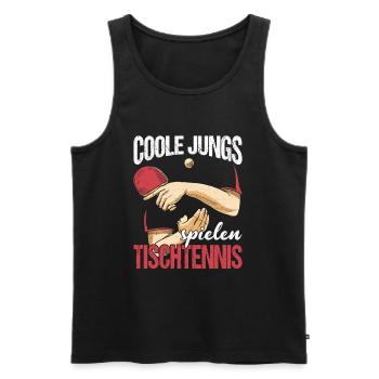 Coole Jungs spielen Tischtennis lustiges Ping Pong - Männer Premium Bio Tank Top - Schwarz - Vorne - AI Model Male 178 light (178cm)