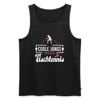 Coole Jungs spielen Tischtennis lustiges Ping Pong - Männer Premium Bio Tank Top - Schwarz - Vorne - AI Model Male 178 light (178cm)