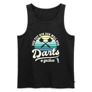 He just wants to watch darts Darts player Darts sport - Men's Premium Organic Tank Top - black - Front - Michal (187cm)