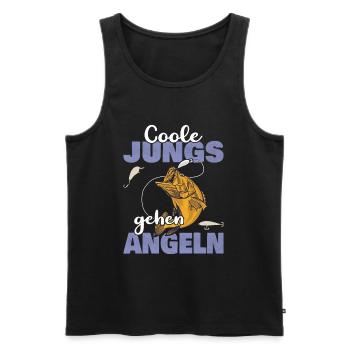 Cool Guys Go Fishing Sport Pêcheur Motif - Débardeur bio Premium Homme - noir - Devant - Michal (187cm)