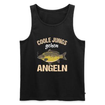 Cool Guys Go Fishing Sport Pêcheur Motif - Débardeur bio Premium Homme - noir - Devant - Michal (187cm)