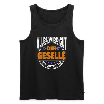 Everything will be fine, the journeyman is here! Journeyman's examination - Men's Premium Organic Tank Top - black - Front - AI Model Male 178 light (178cm)
