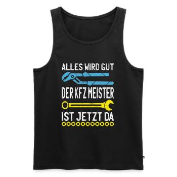 Everything will be fine, master mechanic is here - Men's Premium Organic Tank Top - black - Front - Michal (187cm)
