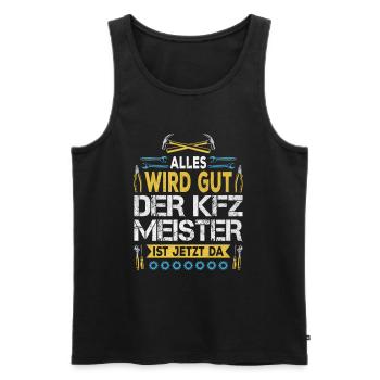 Everything will be fine, master mechanic is here - Men's Premium Organic Tank Top - black - Front - Michal (187cm)