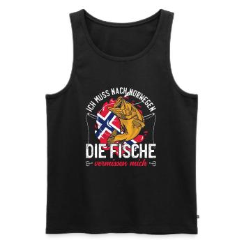 Je dois aller à Norvège Norvège Scandinavie Angler - Débardeur bio Premium Homme - noir - Devant - Michal (187cm)