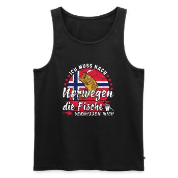 Je dois aller à Norvège Norvège Scandinavie Angler - Débardeur bio Premium Homme - noir - Devant - Michal (187cm)
