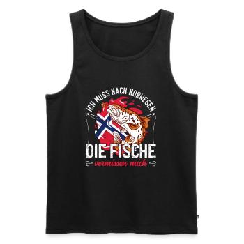 Je dois aller à Norvège Norvège Scandinavie Angler - Débardeur bio Premium Homme - noir - Devant - Michal (187cm)