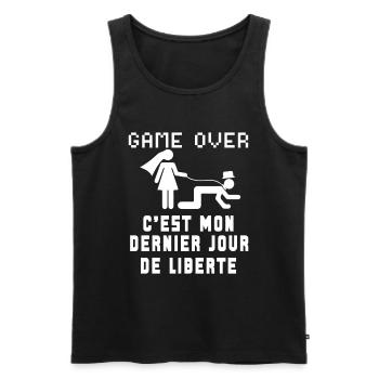 Enterrement de vie de garçon futur marié EVG - Débardeur bio Premium Homme - noir - Devant - Michal (187cm)