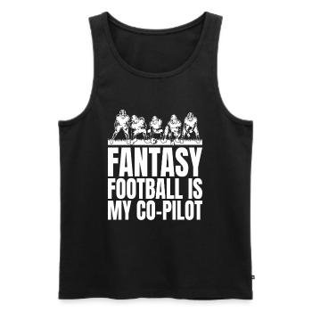 Drôle de Mens Co Pilot Fantasy Football - Débardeur bio Premium Homme - noir - Devant - AI Model Male 178 light (178cm)