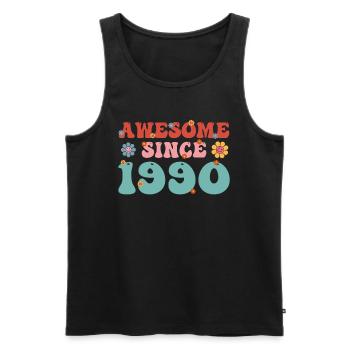 Genial seit 1990 Groovy Birthday - Männer Premium Bio Tank Top - Schwarz - Vorne - AI Model Male 178 light (178cm)