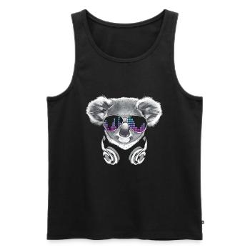 Koala with headphones and cool sunglasses - Men's Premium Organic Tank Top - black - Front - Michal (187cm)