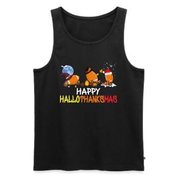 Funny Football Happy Hallothanksmas - Men's Premium Organic Tank Top - black - Front - Michal (187cm)