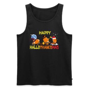 Funny football Happy Hallothanksmas - Men's Premium Organic Tank Top - black - Front - Michal (187cm)