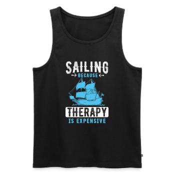 Sailing Because Therapy Is Expensive - Männer Premium Bio Tank Top - Schwarz - Vorne - Michal (187cm)
