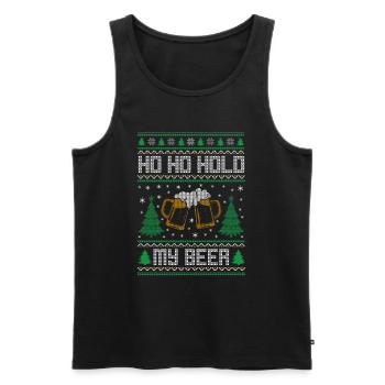 Funny Ugly Christmas Sweater Men Ho Ho Hold My - Männer Premium Bio Tank Top - Schwarz - Vorne - Michal (187cm)