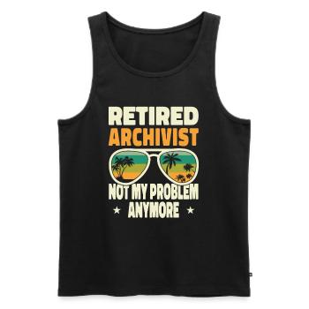 Hommes à la retraite Archiviste à la retraite Pas mon problème - Débardeur bio Premium Homme - noir - Devant - AI Model Male 178 light (178cm)