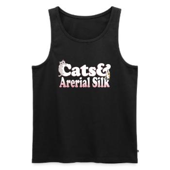 Cute Kawaii Cats And Arerial Silk Women's Cat and - Männer Premium Bio Tank Top - Schwarz - Vorne - Michal (187cm)