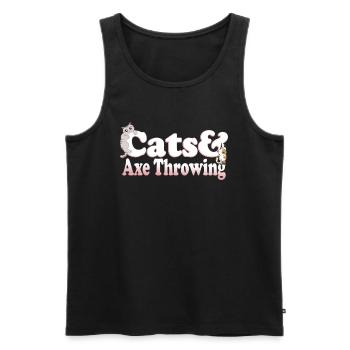 Chats mignons de Kawaii et hache jetant le chat des femmes et - Débardeur bio Premium Homme - noir - Devant - Michal (187cm)