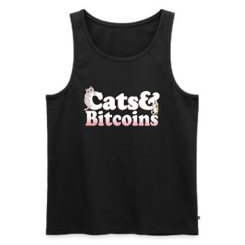 Cute Kawaii Cats And Bitcoins Women's Cat and - Männer Premium Bio Tank Top - Schwarz - Vorne - AI Model Male 178 light (178cm)