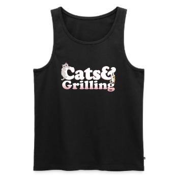 Chats mignons de Kawaii et griller le chat des femmes et - Débardeur bio Premium Homme - noir - Devant - Michal (187cm)