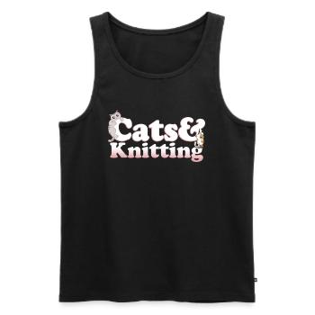 Cute Kawaii Cats And Knitting Women's Cat and - Men's Premium Organic Tank Top - black - Front - Michal (187cm)