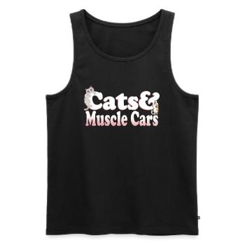 Cute Kawaii Cats And Muscle Cars Chat pour femme et - Débardeur bio Premium Homme - noir - Devant - Michal (187cm)