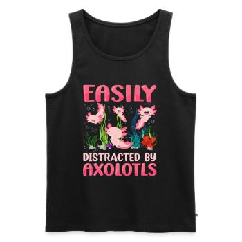 Facilement distrait par les axolotls sont mes - Débardeur bio Premium Homme - noir - Devant - Michal (187cm)