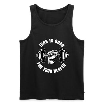 Iron is good for your health Strong dumbbell - Men's Premium Organic Tank Top - black - Front - AI Model Male 178 light (178cm)