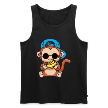 Just Freaking Love Monkeys And Bananas - Men's Premium Organic Tank Top - black - Front - Michal (187cm)