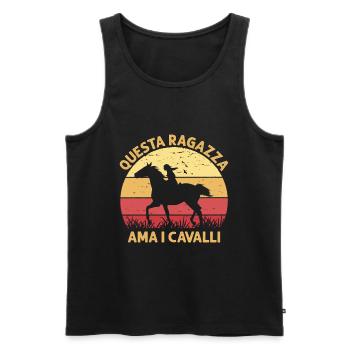 Dieses Mädchen Liebt Pferde Reiten Sonnenuntergang - Männer Premium Bio Tank Top - Schwarz - Vorne - Michal (187cm)