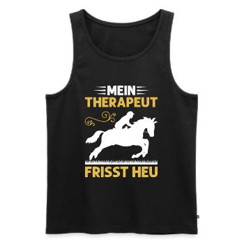 Mein Therapeut Frisst Heu Reiten - Männer Premium Bio Tank Top - Schwarz - Vorne - AI Model Male 178 light (178cm)