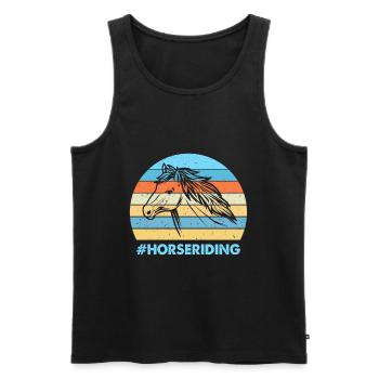 Horseback Riding Colorful Sunset Background Horse - Men's Premium Organic Tank Top - black - Front - AI Model Male 178 light (178cm)