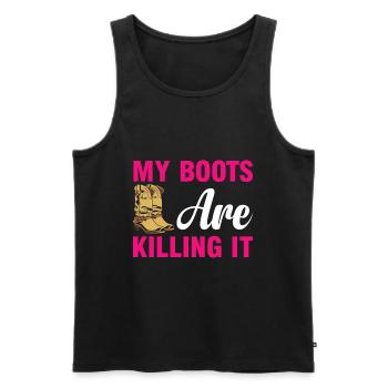 My Boots Are Killing It Horse Boots Riding - Men's Premium Organic Tank Top - black - Front - AI Model Male 178 light (178cm)
