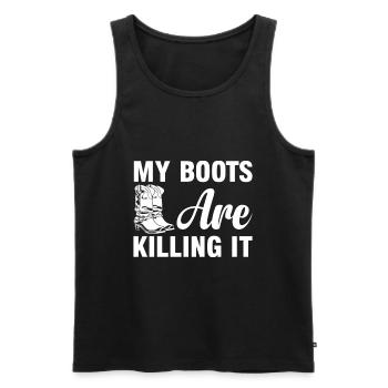 My Boots Are Killing It Horse Boots Riding White - Men's Premium Organic Tank Top - black - Front - AI Model Male 178 light (178cm)