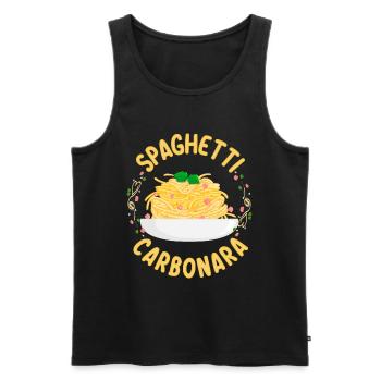 Spaghetti Carbonara | Amateurs de pâtes cuisiniers - Débardeur bio Premium Homme - noir - Devant - Michal (187cm)