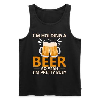 Funny Beer Saying Beer Drinker - Men's Premium Organic Tank Top - black - Front - AI Model Male 178 light (178cm)