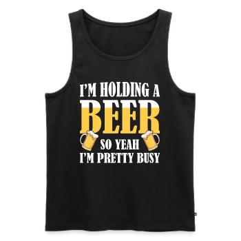 Funny Beer Saying Beer Drinker - Men's Premium Organic Tank Top - black - Front - AI Model Male 178 light (178cm)