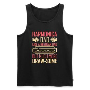 Mundharmonika Mundharmonikaspieler Vater - Männer Premium Bio Tank Top - Schwarz - Vorne - Michal (187cm)