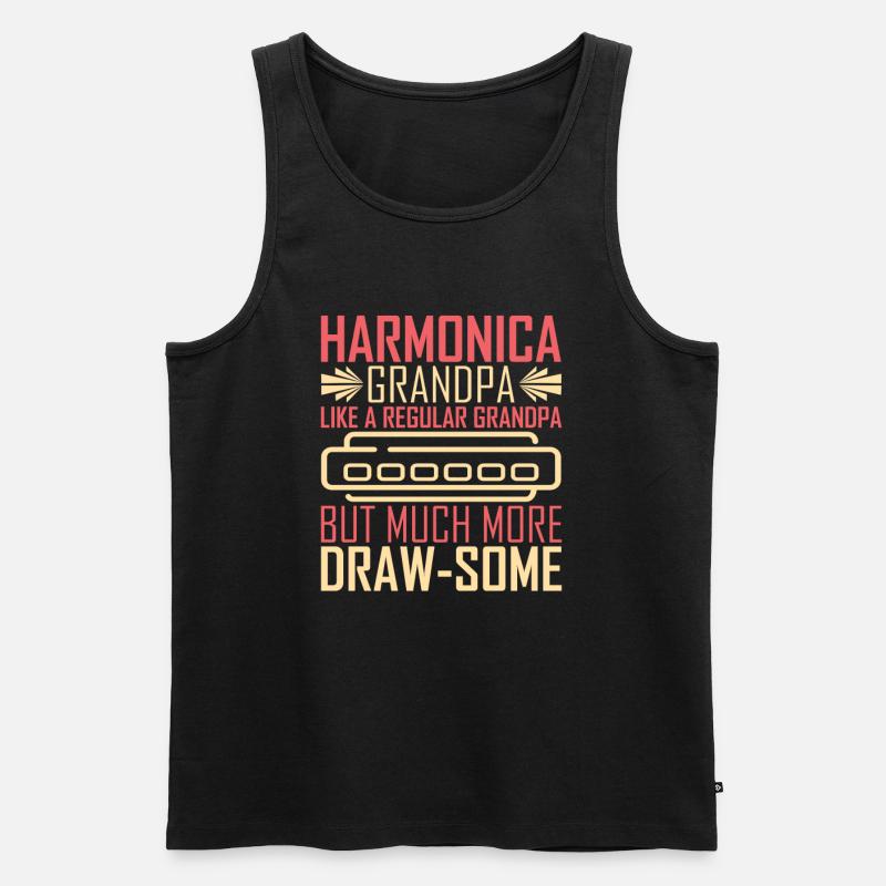Harmonica Harmonica Player Grandpa - Men's Premium Organic Tank Top - black