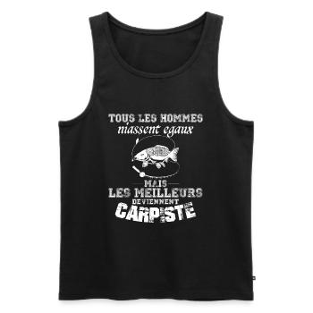 Carpiste homme.Pêcheur. pêche. Poisson cadeau - Débardeur bio Premium Homme - noir - Devant - Michal (187cm)