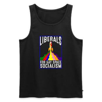 Liberals For Gays Space Socialism - Men's Premium Organic Tank Top - black - Front - AI Model Male 178 light (178cm)