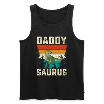 Daddy Saurus Rainbow Background Dino - Men's Premium Organic Tank Top - black - Front - AI Model Male 178 light (178cm)
