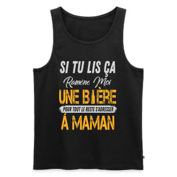 humour fête des pères apéro bière papa citation - Débardeur bio Premium Homme - noir - Devant - Michal (187cm)