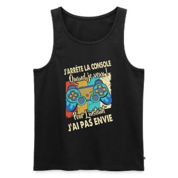 Cadeaux papa fête des pères gamer jeux-vidéos - Débardeur bio Premium Homme - noir - Devant - Michal (187cm)